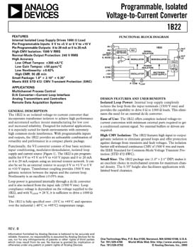 1B22. Programmable, Isolated Voltage-to-Current Converter
