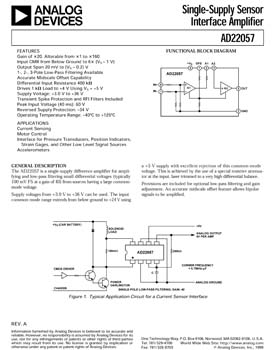 AD22057. Single Supply Sensor Interface Amplifier