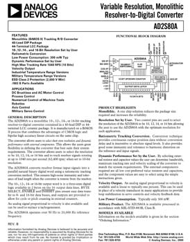 AD2S80A. Variable Resolution Resolver-to-Digital Converters