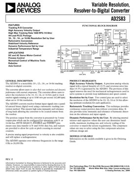 AD2S83. Variable Resolution Resolver-to-Digital Converter