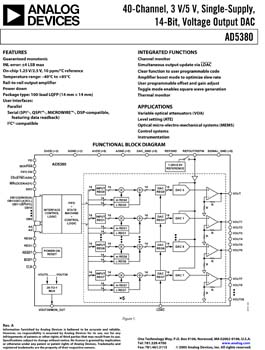AD5380. 40-Channel 14-Bit 3 V/5 V Single-Supply Voltage-Output DAC
