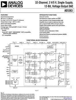 AD5383. 32-Channel 12-Bit 3 V/5 V Single-Supply Voltage-Output DAC