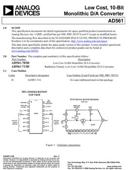 AD561S. Aerospace 10-Bit, Current Output DAC