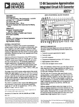 AD572. 12-Bit Successive Approximation Integrated Circuit A/D Converter