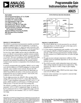 AD625. Programmable Gain Instrumentation Amplifier