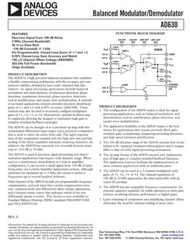 AD630. Balanced Modulator/Demodulator