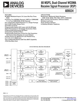 AD6634. 80 MSPS, Dual-Channel, WCDMA Receive Signal Processor (RSP)