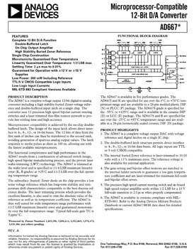 AD667. Microprocessor-Compatible 12-Bit D/A Converter