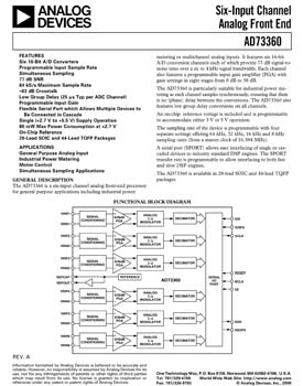 AD73360. 6-Channel AFE Processor for General Purpose Applications Including Industrial Power Metering or Multi-Channel Analog Inputs