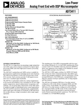 AD73411. Dual Low-Power CMOS Analog Front End with DSP Microcomputer