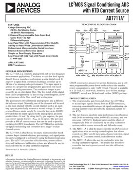 AD7711A. CMOS, 24-Bit Sigma-Delta, Signal Conditioning ADC with RTD Current Source