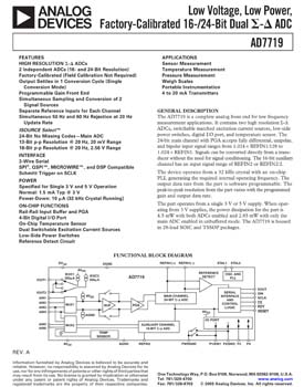 AD7719. Low Voltage, Low Power, 16-/24-Bit, Dual Sigma Delta ADC