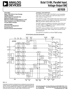 AD7839. Octal 13-Bit, Parallel Input, Voltage-Output D/A Converter