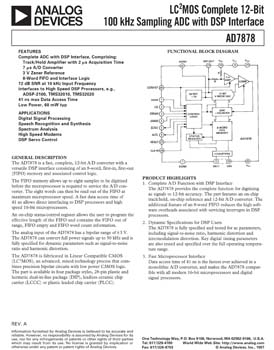 AD7878. CMOS, Complete 12-Bit, 100kHz Sampling ADC with DSP Interface