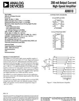 AD8010. Low Power, High Current  Distribution Amplifier