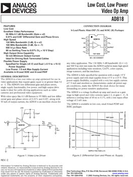 AD818. Low Cost, Low Power Video Op Amp