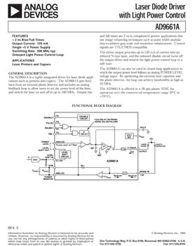 AD9661A. Laser Diode Driver with Light Power Control