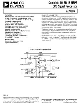AD9806. Complete 10-Bit 18 MSPS CCD Signal Processor
