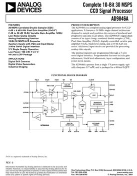 AD9846A. Complete 10-Bit 30 MSPS CCD Signal Processor