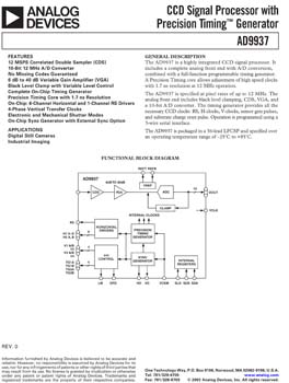 AD9937. CCD Signal Processor with Precision Timing(tm) Generator