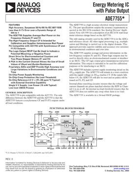 ADE7755. Single Phase Energy Metering IC with Synchronized Pulse Output 