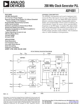 ADF4001. 200MHz Clock Generator PLL