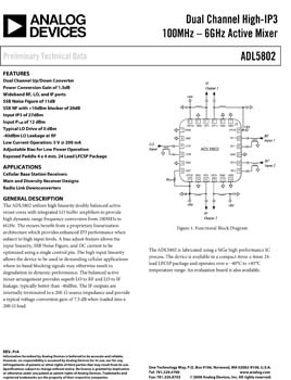 ADL5802. Dual Channel High IP3 100 MHz - 6 GHz Active Mixer