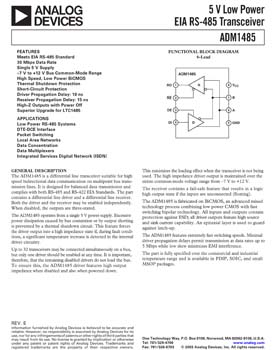 ADM1485. +5V High Speed, Ultra-Low Power EIA RS-485 Transceiver 
