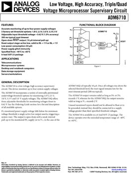 ADM6710. Low Voltage, High Accuracy, Triple/Quad Voltage Microprocessor Supervisory Circuit