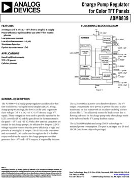 ADM8839. Charge Pump Regulator for Color TFT Panel