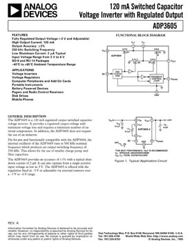 ADP3605. 120 mA Switched Capacitor Voltage Inverter with Regulated Output