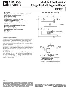 ADP3607. 50 mA Switched Capacitor Voltage Boost with Regulated Output