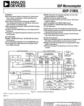 ADSP-21065L. Low-Cost SHARC, 66 MHz, 198 MFLOPS, 3.3v, Floating Point
