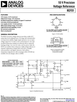 REF01. +10V Precision Voltage Reference