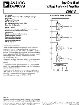 SSM2164. Low Cost Quad Voltage Controlled Amplifier