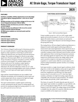 3B20. Non-Isolated AC Strain or Torque Input Signal Conditioning Module