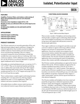 5B36. Potentiometer or Slidewire Input Signal Conditioning Module
