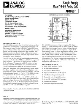 AD1866. Single Supply Dual 16-Bit Audio DAC