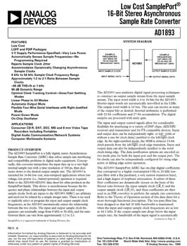 AD1893. Low Cost SamplePort 16-Bit ASRC