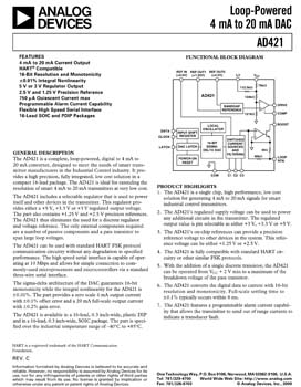AD421. Loop-Powered 4-20 mA DAC