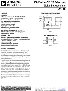 AD5161. 256 Position SPI/I2c Selectable Digital Potentiometer