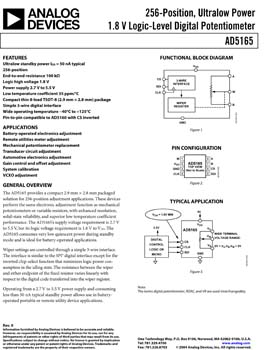 AD5165. 256-Position, Ultralow Power 1.8 V Logic-Level Digital Potentiometer