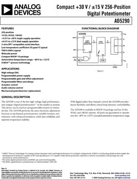 AD5290. Compact +30V/±15V 256-Position Digital Potentiometer