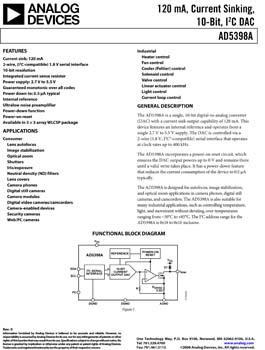 AD5398A. 120 mA, Current Sinking, 10-Bit, I2c DAC