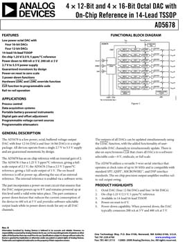 AD5678. 4 x 12-Bit and 4 x 16-Bit Octal D/A Converter with On-Chip Reference in 14-Lead TSSOP 
