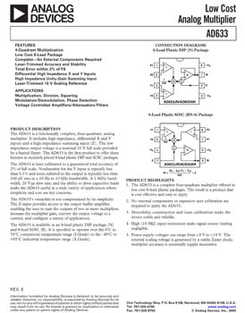 AD633. Low Cost Four-Quadrant Analog Multiplier