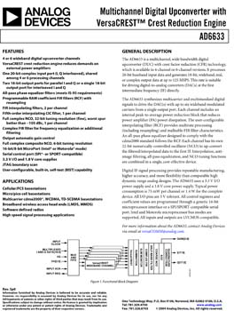AD6633. Multi-channel (Digital) Transmit Signal Processor (TSP) with VersaCREST(tm) Crest Reduction Engine