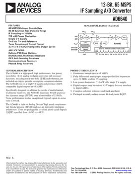AD6640. Multi-Channel, Multi-Mode Receiver Chipset