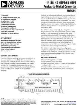 AD6644. 14-Bit, 40 MSPS/65 MSPS Analog-to-Digital Converter