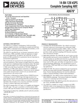 AD679. 14-Bit 128 kSPS Complete Sampling ADC